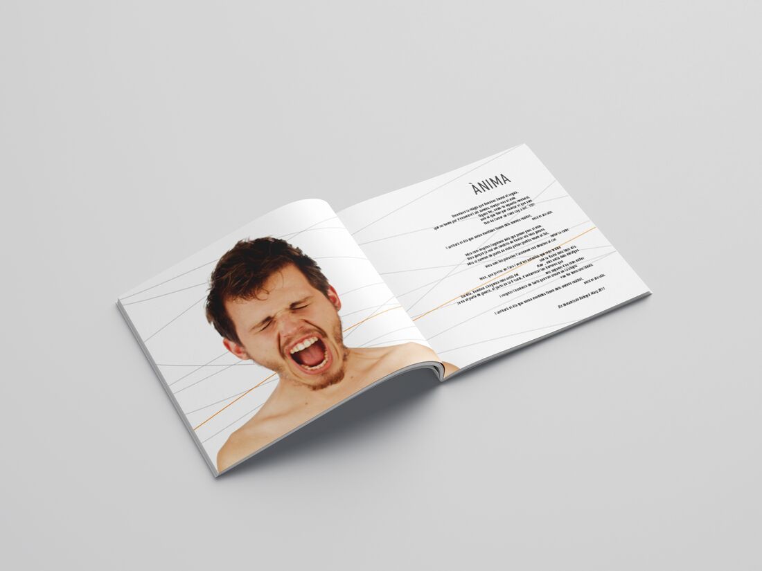 Doble página interior del libreto de “Animalànima”, con las letras y los créditos del disco